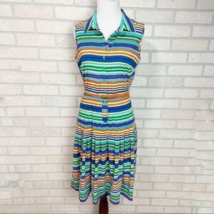Calvin Klein Striped Pleated Shirt Dress A22